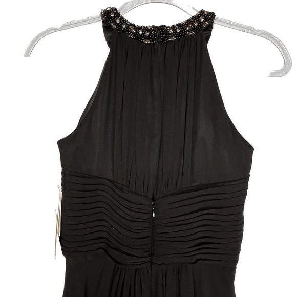 Eliza J Jeweled Collar Halter Tiered Maxi Dress Formal Gown Women 0-2 Black NWT - Picture 7 of 11